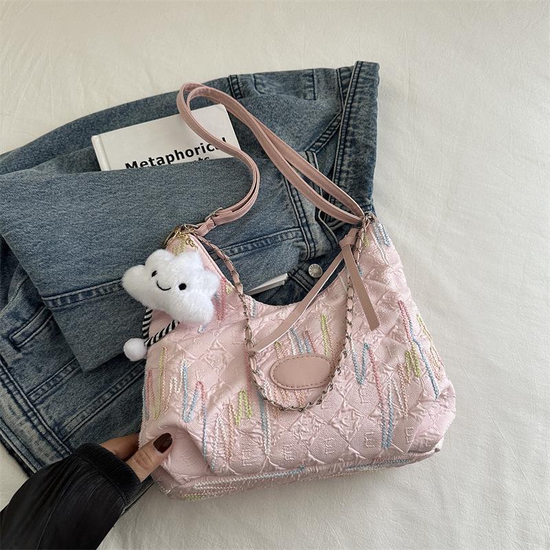 Commuting Simple Textured Bag for Women New Casual and Beautiful Crossbody Bag Large Capacity One-shoulder Toe Bag for Class