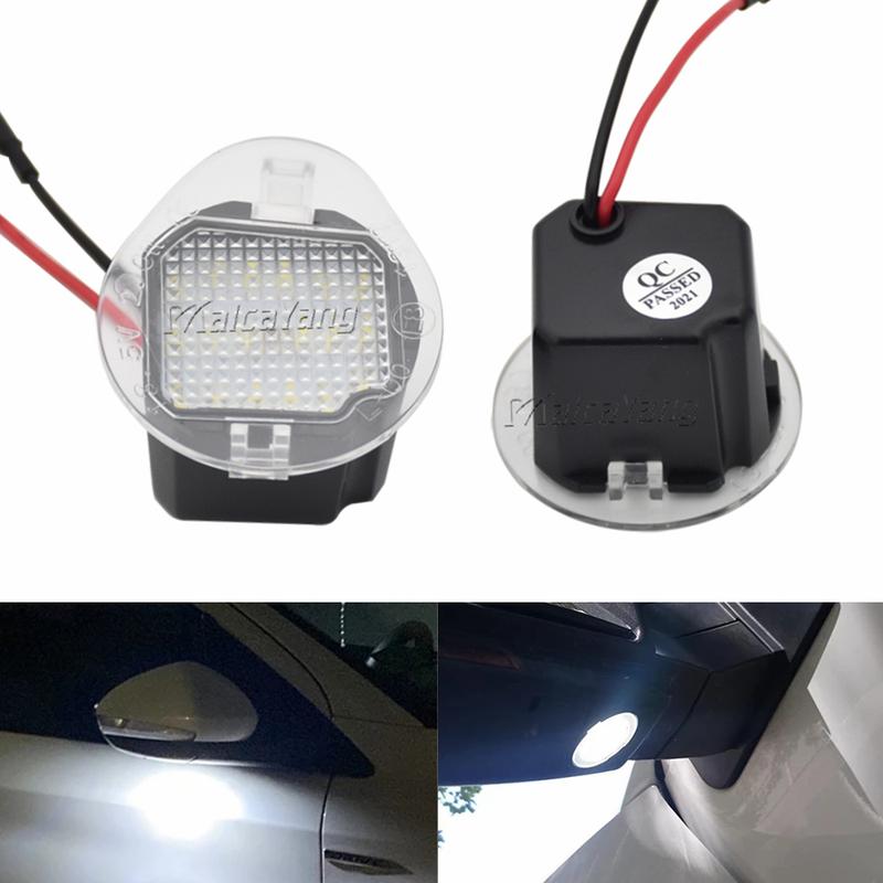 2x LED Side Wing Rearview Mirror Puddle Light Welcome Courtesy Lamp Trim For Jeep Grand Cherokee 2014-2017