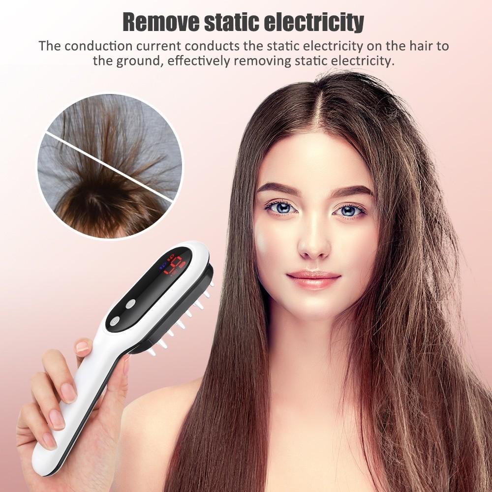 3 gears Electric Massage Comb Meridian Head Massager Anti-hair Loss Red Light Blue Light Magnetic Therapy Massage Hair Care Device 18*4.5*3cm