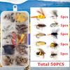32/50/214PCS Fly Fishing Lure Dry Wet Flies Nymph Streamer Artificial Pesca Bait Lure Carp Trout Pesca Fishing Tackle Fly Box