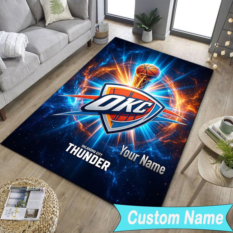 Custom NameThunder Basketball Team Carpet, Indoor Rug, Chair Rug, Living Rooms, Doormat Made From Polyester Home Decor Birthday Christmas Gifts