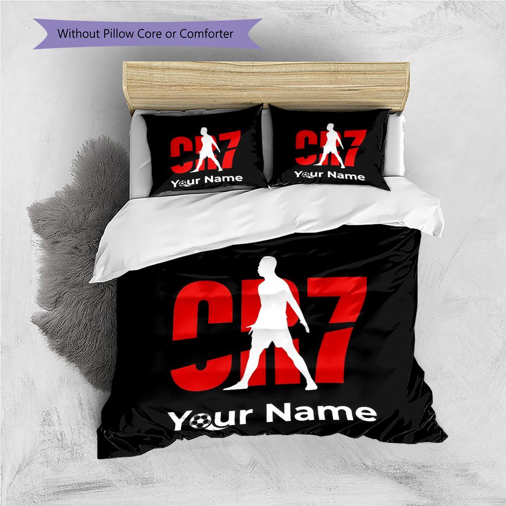 Biancheria da letto personalizzata con nome CR7, Set copripiumino Copripiumino Federa Regalo di compleanno per la casa(1 * copripiumino + 2 * federa, senza nucleo) -HE54