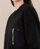 Ellamo French Terry Zipper Pocket Oversized Sweatshirt [Black]