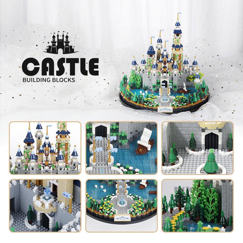6180PCS Magic Castle Sakura House Building Blocks City Street Model With LED Lights Mini Bricks Toys Children's Christmas Gifts