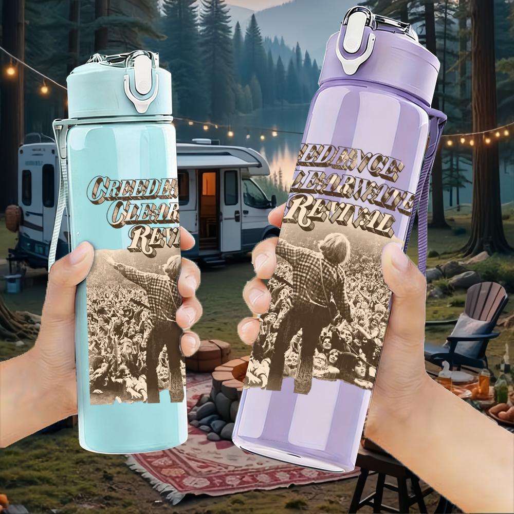 1PC Retro desert cowboy vintage print 750ml colorful plastic sports water bottle leakproof pop up lid with straw for outdoor work home use