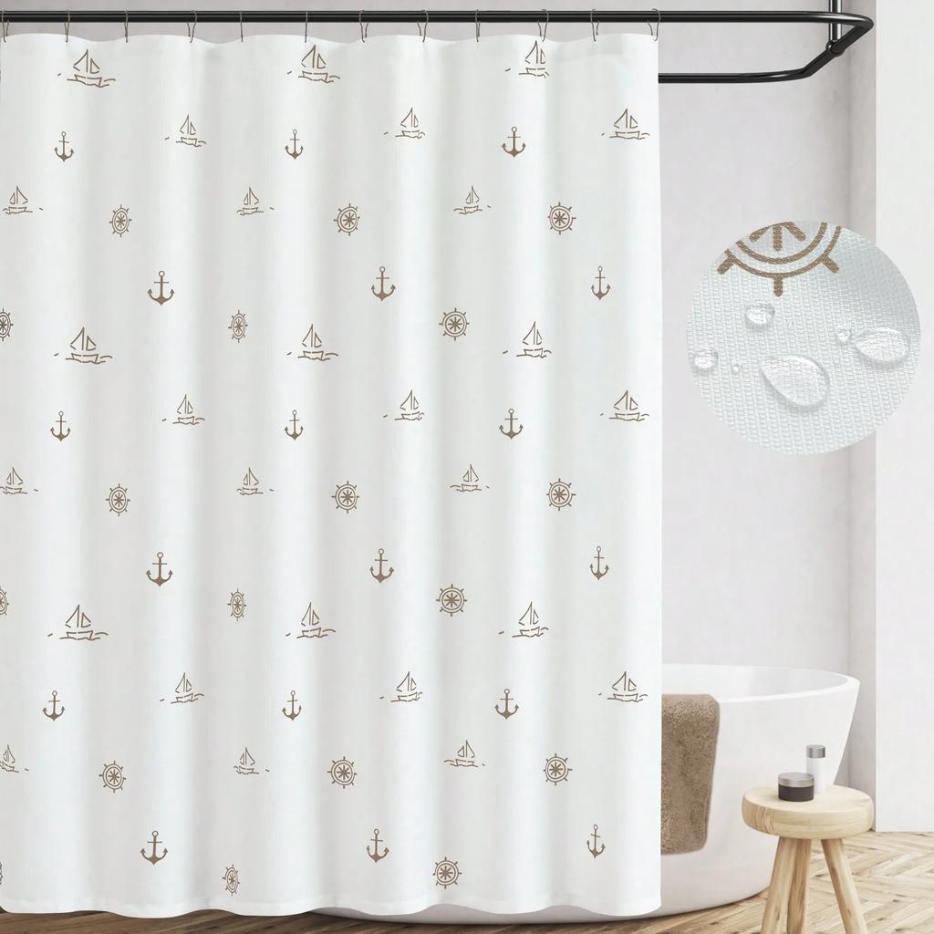 Shower Curtain Nautical For Bathroom  Printed Fabric Shower Curtain Ocean Sailboat Simple Waterproof In Bath Shower Curtains Set