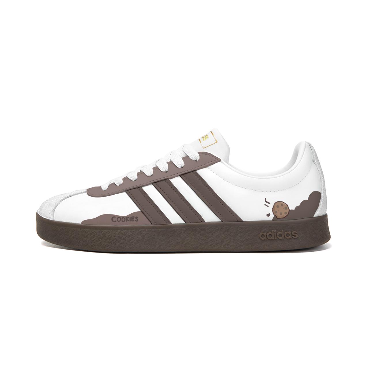 Adidas VL COURT 2.0 Big Fish Manufacturing, Crispy White Brown Leather JQ2470(Team1792-) 35⅔