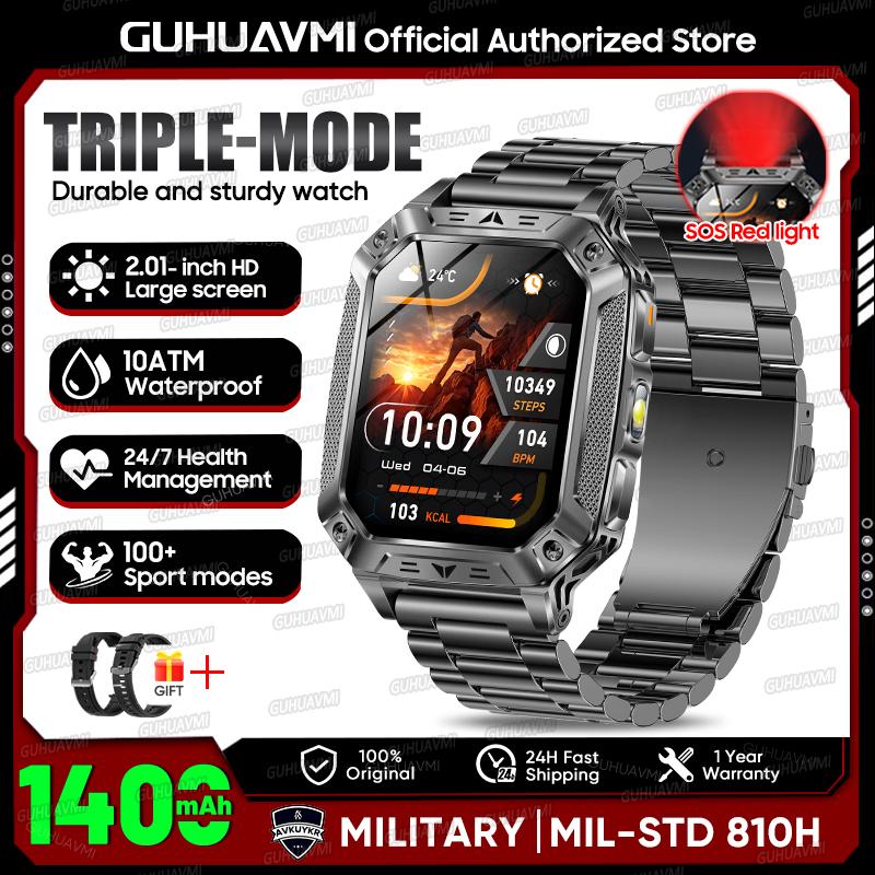 Orologio Smart Sportivo da Uomo per Esterni Batteria Grande 1400mAh Impermeabile Chiamata Vocale Musica Ossigeno nel Sangue Sport Smartwatch uomo donna Fitness