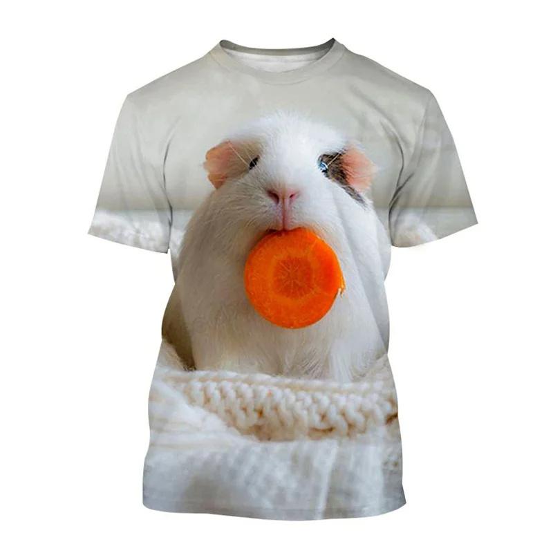 New Summer Cute Guinea Pig T-Shirt For Funny Animal 3D Printed Tees Fashion Short Sleeves Clothes Harajuku T Shirts Tops