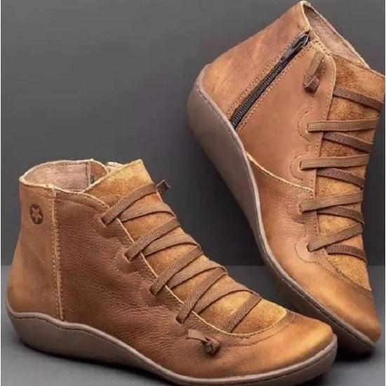 For Women Lace Up Boots Snow Boots Woman Short Vintage Boots Mujer Botas Non-slip Shoes Socofy Chaussures Femmes