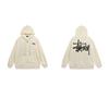 Mens Hooded Zip-Up Fleece-Lined Sweatshirt With Letter Print Casual Oversized Pullover Winter Jacket