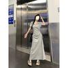 Große Größe Tunnelzug Taille und dünnes halb geöffnetes Halskleid Damenbekleidung Sommer schlankes Temperament kurzärmliges A-linienförmiges langes Kleid