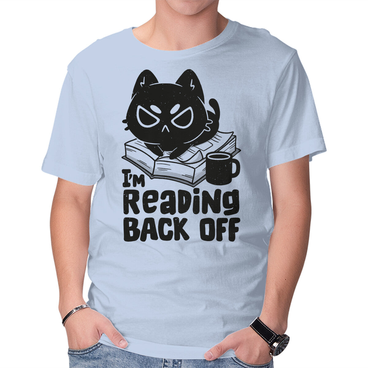 Unisex Crew Neck T-Shirt I m Reading Back Off Cat Graphic Short Sleeve Casual Tee XXL