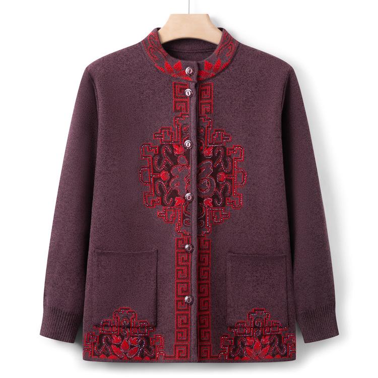 

Новый осенний кардиган для бабушки для людей среднего и пожилого возраста, праздничный свитер-благословение, 50 лет, 70, осенний наряд мамы 5XL