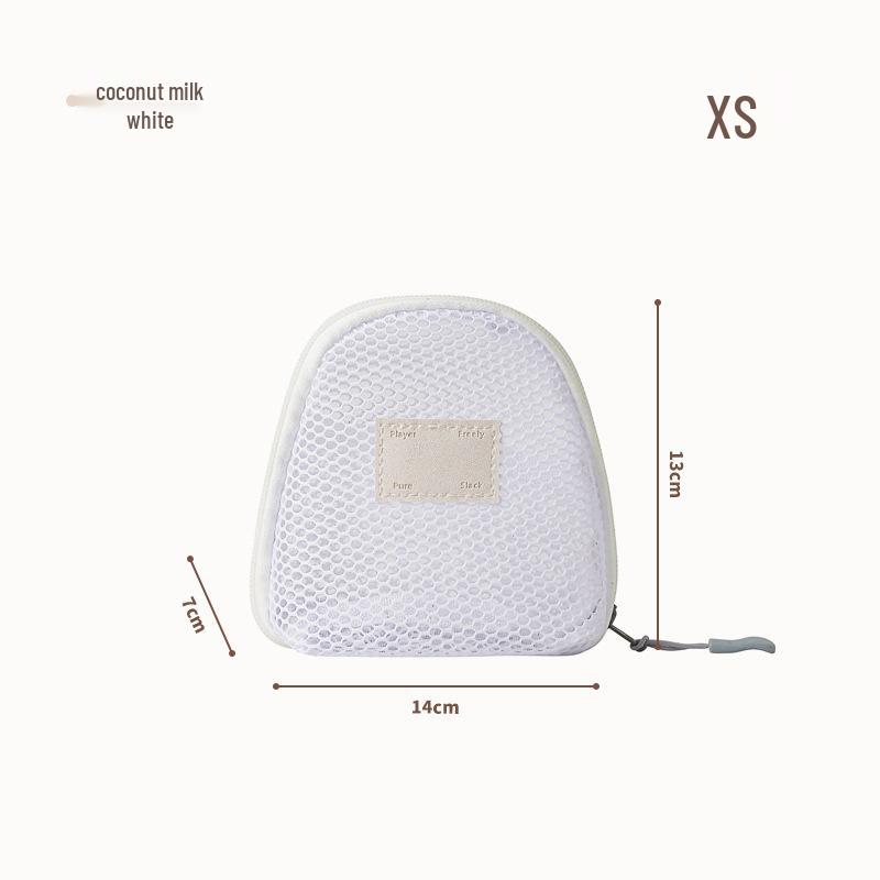 Portable Half-Round Mesh Makeup Bag - Compact Travel Toiletry & Lipstick Organizer