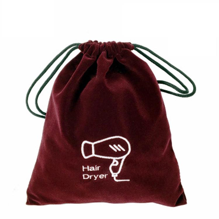 

Hotel Flannel Drawstring Hair Dryer and Jewelry Pouch