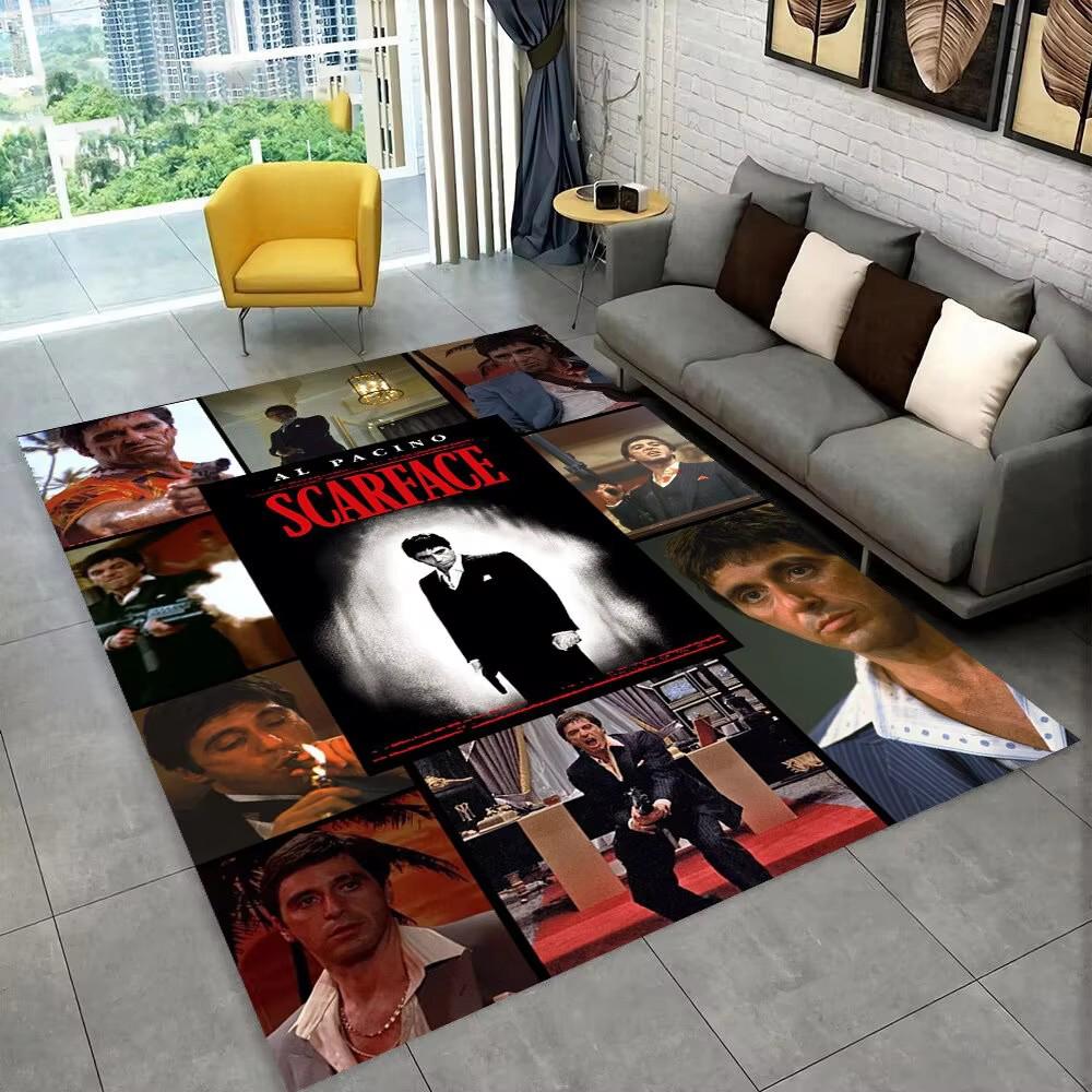 Tappeto Area Scarface Tony Stampa 3D Grande, Tappeto per Soggiorno Camera da Letto Divano Zerbino Decorativo, Tappetino da Gioco Antiscivolo per Bambini
