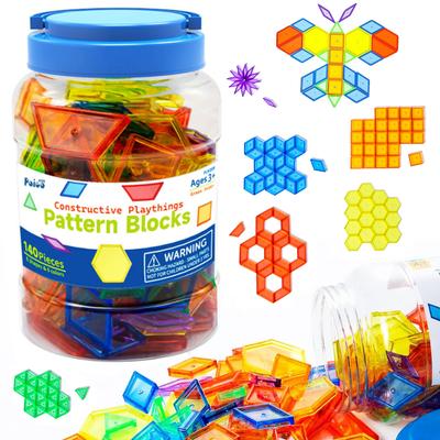 140 Stück durchscheinende Musterblöcke, pädagogische Licht Tisch Spielmaterial und Zubehör, lustige und ansprechende geometrische Formen