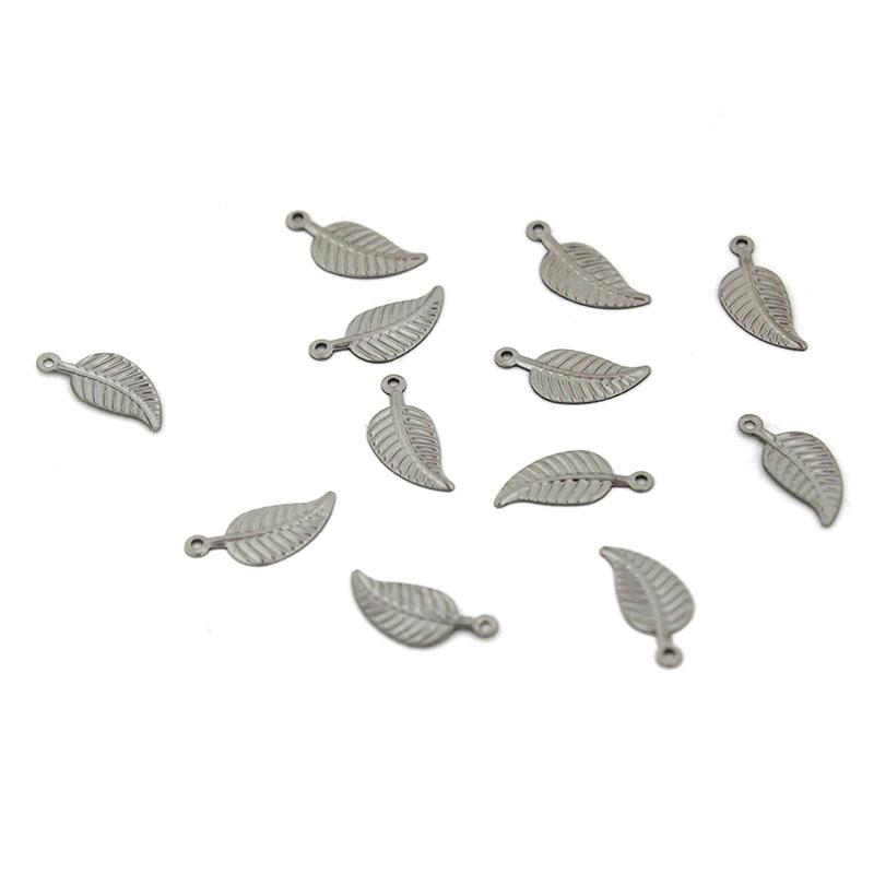 50-30Pcs Stainless Steel Tree Leaf Charms Leaves/Love Heart/Shell Pendant for Earrings Bracelet DIY Jewelry Making Accessories