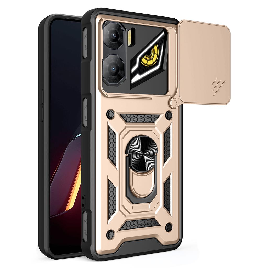 For ZTE nubia Neo 3 5G Case with Slide Camera Lid PC+TPU Kickstand Phone Cover