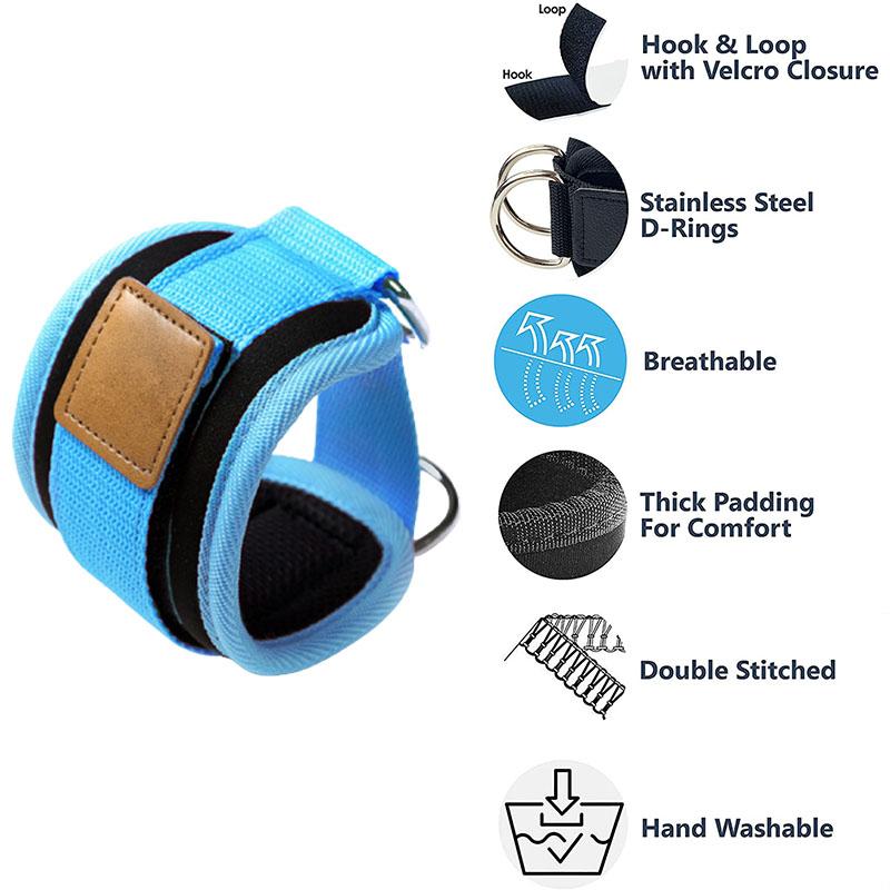Izable Fit Fitness Ankle Strap D Loop Foot Support Cuff Gym Leg Strength Workout Strap Duckle Pulley Exercise Foot Protection
