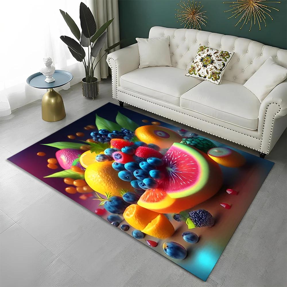 3D Cute Fruit Cartoon HD Carpet Rug for Home Living Room Bedroom Sofa Kitchen Doormat Decor,Child Area Rug Non-slip Floor Mat