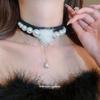 Europeisk & Amerikansk Barock Pärla Strass Blomma Hänge Choker - Retro Lyx Halsband för Kvinnor