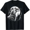 Camiseta Gráfica Lobo Aullando Luna Bosque Naturaleza Vida Silvestre Animal