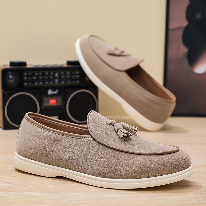 Men's Fashionable Tassel Flat-bottomed Breathable Beanie Shoes with One Foot, Sailing Shoes for Men