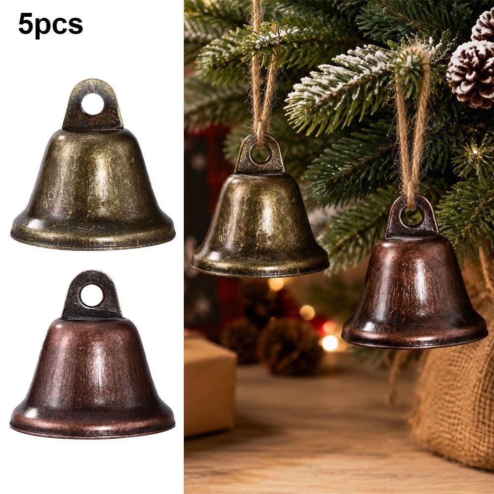 5pcs 6Styles Retro Bell Ornaments 22/26/30/38mm Vintage Decor for Christmas Tree