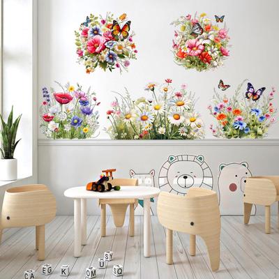 Kelebek Çiçekli Duvar Stickerı, Duvar Kağıdı, Fotoğrafçılık Aksesuarı, PVC Çıkartmalar Sanat Dekoru Banyo İçin