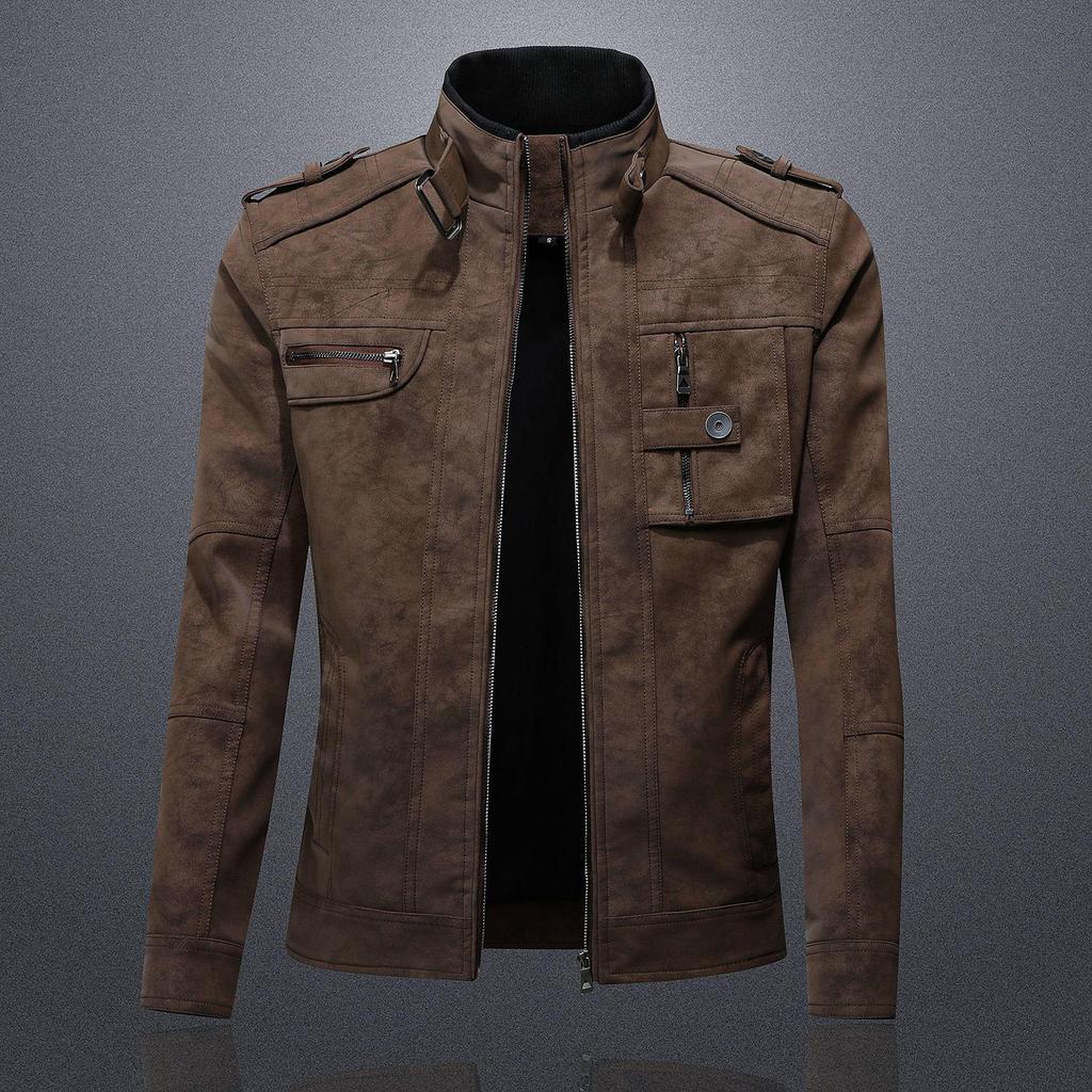 Men's Retro Suede PU Leather Motorcycle Jacket - Autumn/Winter Trend 2025