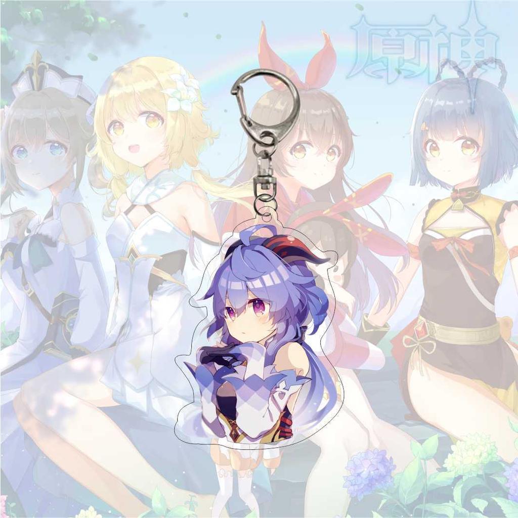 Cartoon Anime Genshin Impact Keychain Acrylic Double Sided Transparent Key Chain Ring Keyring Accessories Jewelry For Fans Gifts