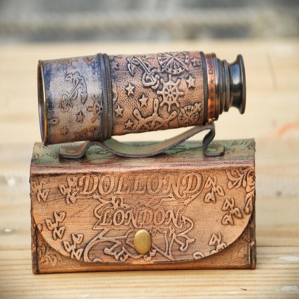 

Телескоп из латуни - морской телескоп с кожаным чехлом, 40,64 см как