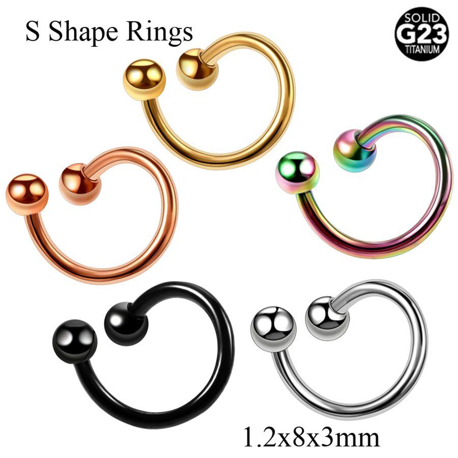 1PC G23 Titanium Nose Lip Ear Cartilage Tragus Piercing Eyebrow Horseshoe Rings Piercing Captive Bead Ring Sexy Piercing Jewelry