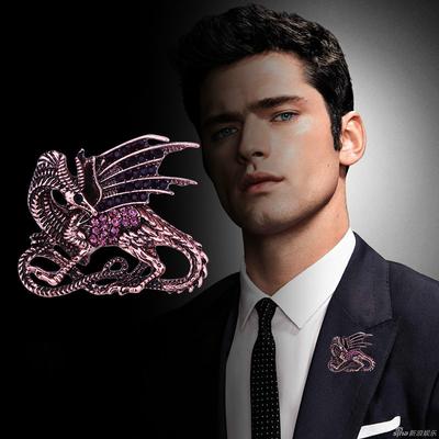 Neue Zinklegierung Retro Kristall Drachen Brosche Anstecknadel Abzeichen Broschen Dinosaurier Tier Broschen Geschenke für Männer Accessoires Kleidung