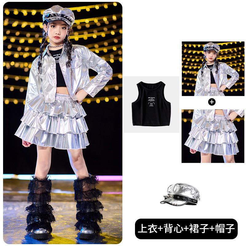 Girls Hip Hop Dance Set Shiny Performance Costume Kids Jazz Stage Show