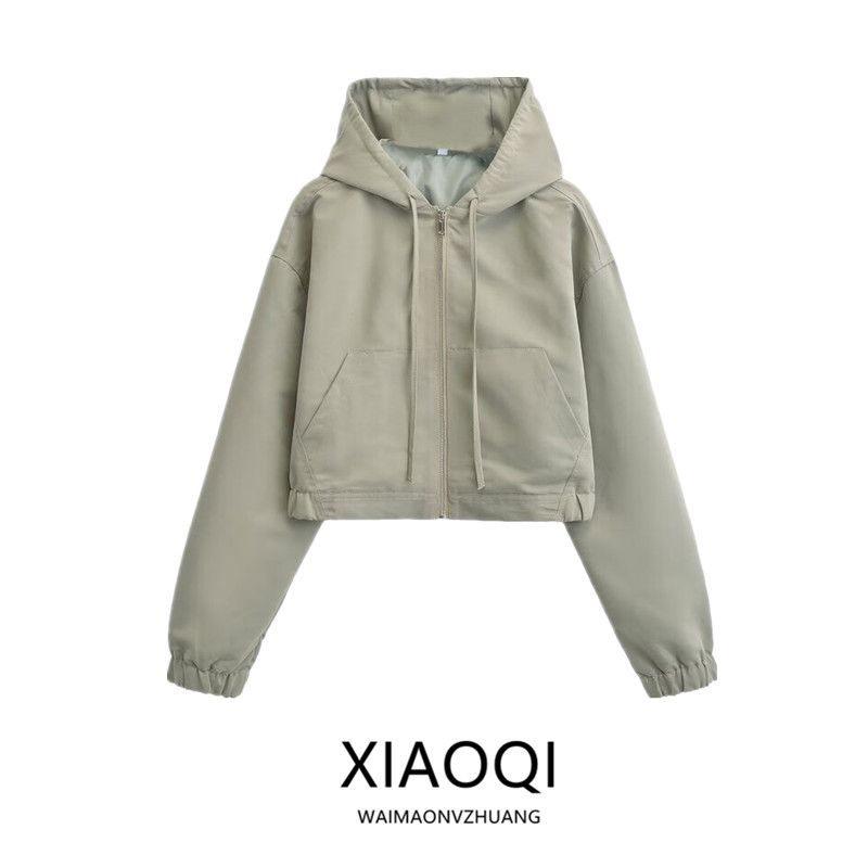 Fashion Style 2024 Autumn New Women's Clothing Easiest for Match Long Sleeves Hooded Cropped Casual Jacket Outwear 4391871