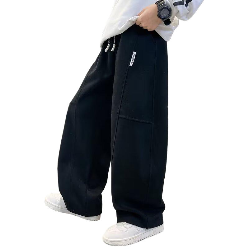 Pavasarinės vaikiškos plačios kelnės sportui paaugliams berniukams Streetwear mados laisvos kelnės vaikams su elastine juosta