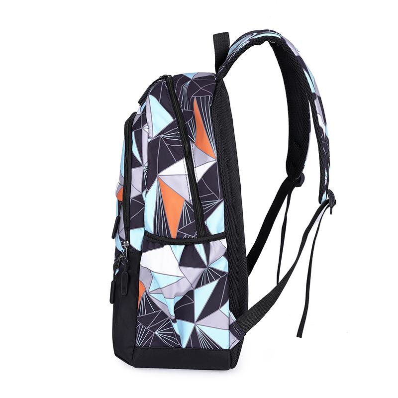 Middle School Schoolbag Geometric Printed Large Capacity Girls Boys Backpack