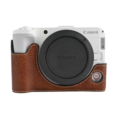 Litchi Skin PU Leather Camera Half Case for Canon EOS R50 V R50V Battery Opening Bottom Cover