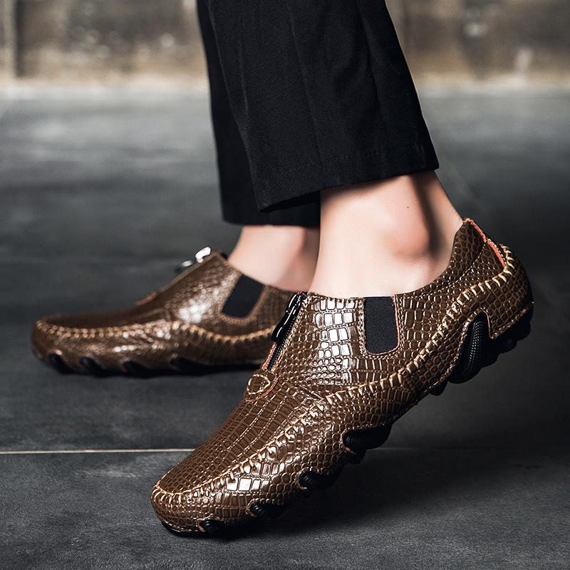 39-46 Mode Herr Casual Läderskor Loafers Moccasins Platt Körskor