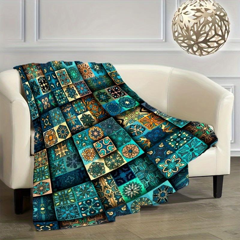 Boho Geometric Flannel Blanket, Perfect for Sofa, Bed, Camping & Travel – Ideal Gift for Friends and Family