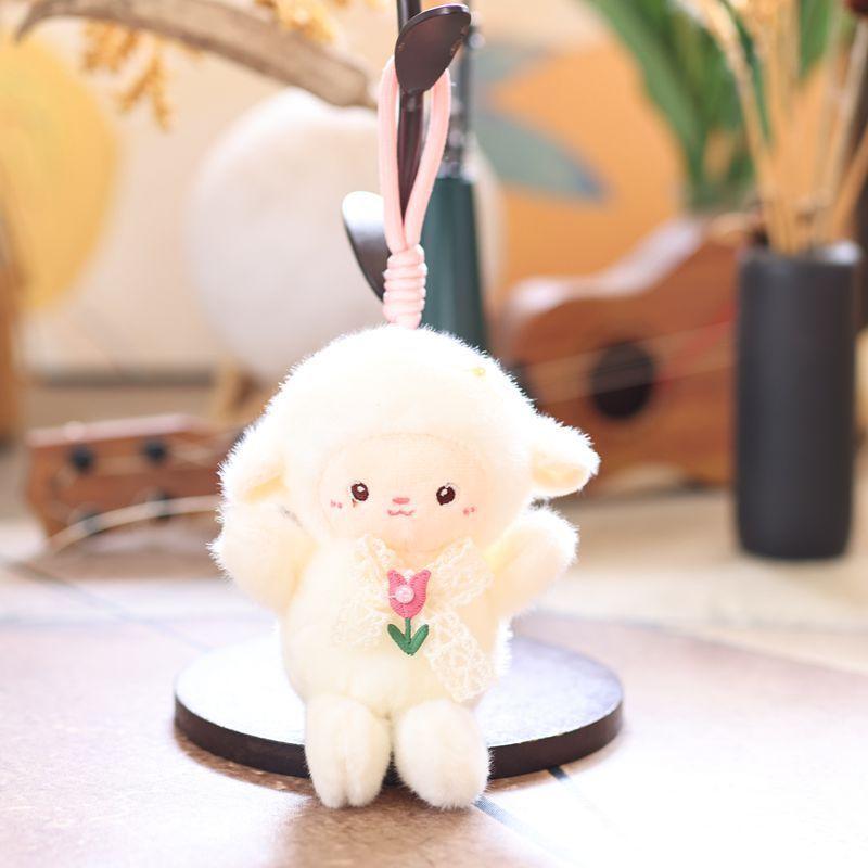Cute Fluffy Sheep Plush Keychain Eco-friendly Soft Touch Lightweight Bag Pendant Nice Key Decor for Daily Use
