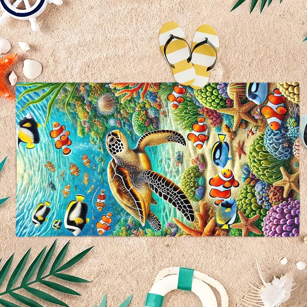 1Pc Underwater World Beach Towel Quick-Drying Small To Large Towel Suitable For Beach Vacation Pool Yoga Summer Gift For Friends