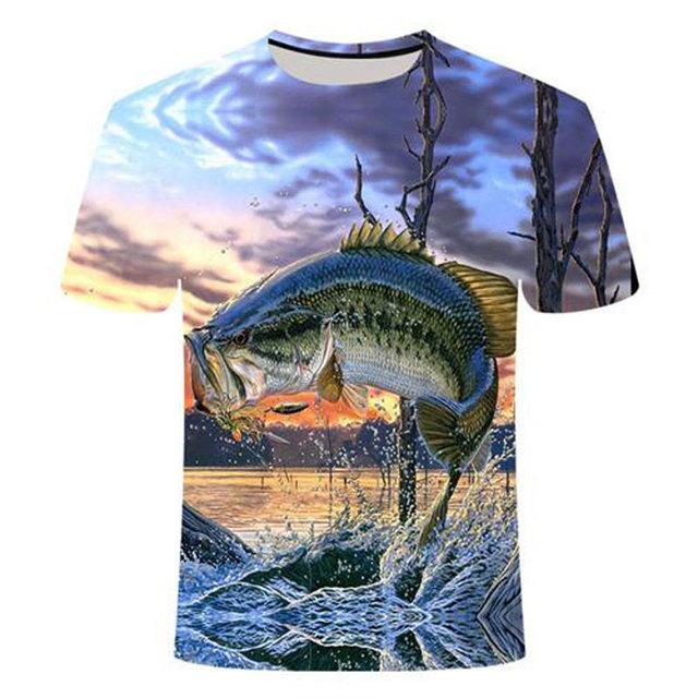 Summer Fishing Graphic Men's Fashion Casual Natural Style Pattern T-shirt New 3D Printed Sports Short Sleeve T-shirt