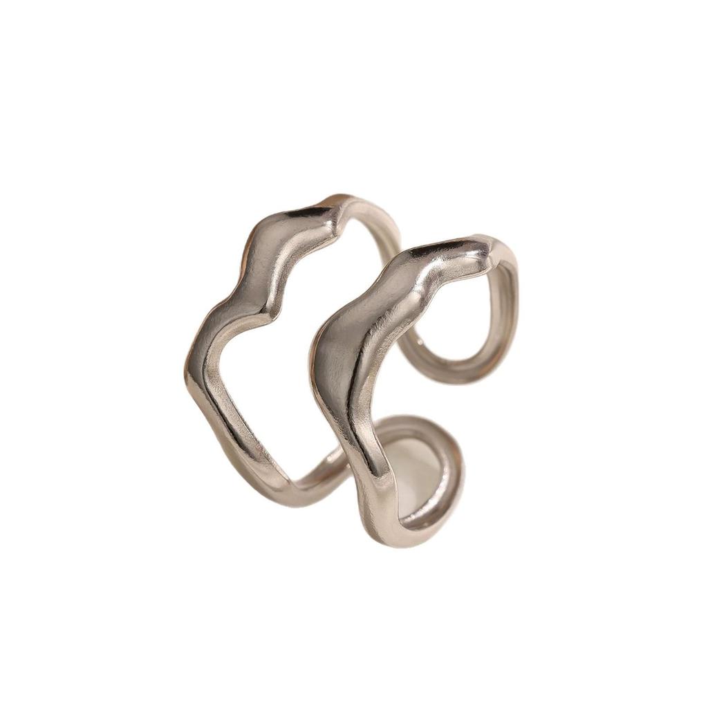 18K Gold Plated Titanium Steel Open Ring: European Fashion, Trendy & Stylish Design for Women.