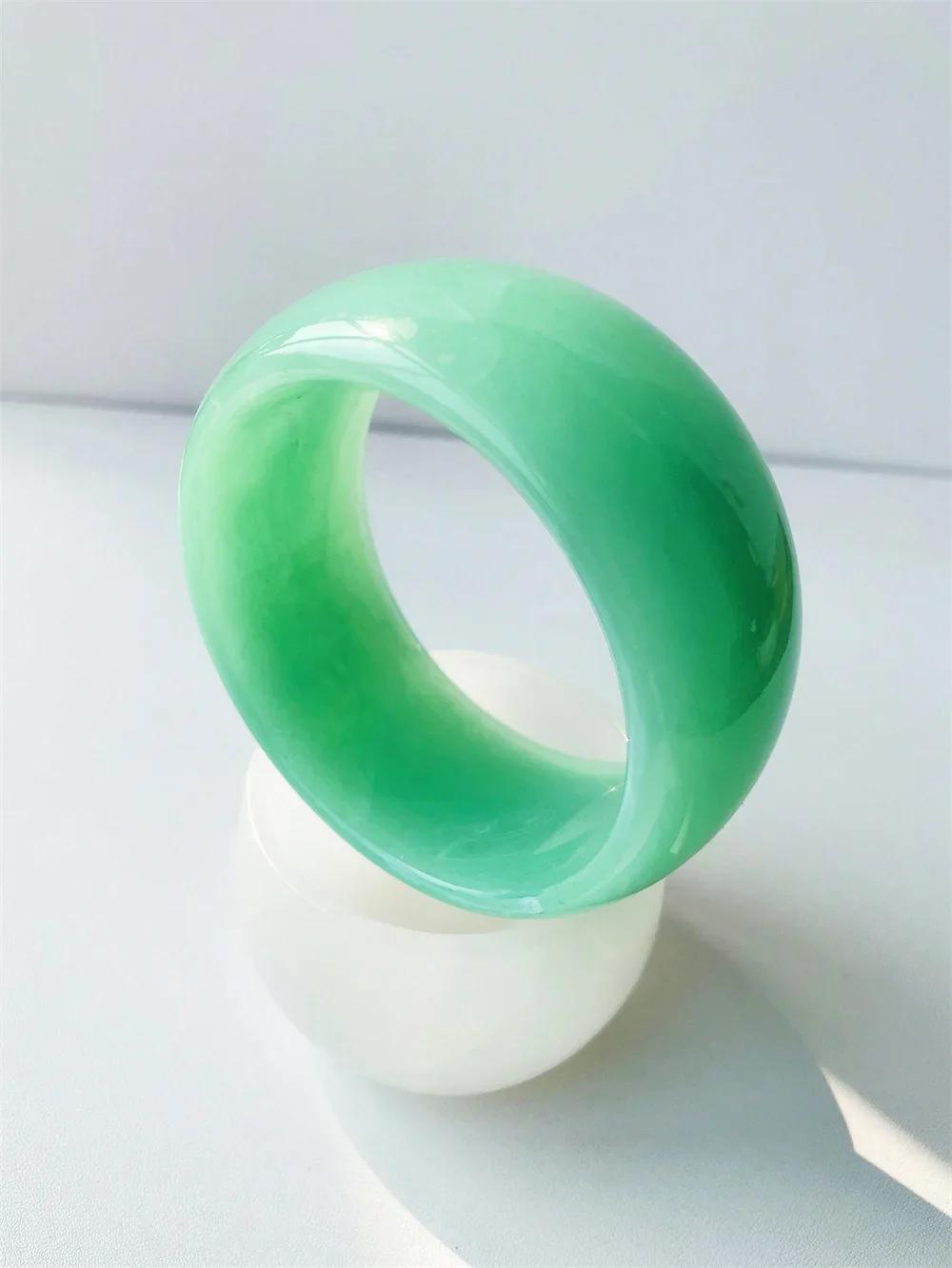 

Exaggerated 34MM Niche Fun Texture New Multicolored Jelly Colored Wide Temperament Bracelet Made Friendly Resin Trend Bangle зелений