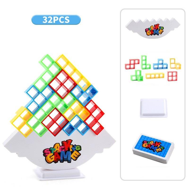 48/32/16Pcs Tetra Tower Balance Stacking Blocks Game Early Learning Educational Toy Gift for Kids Family Games