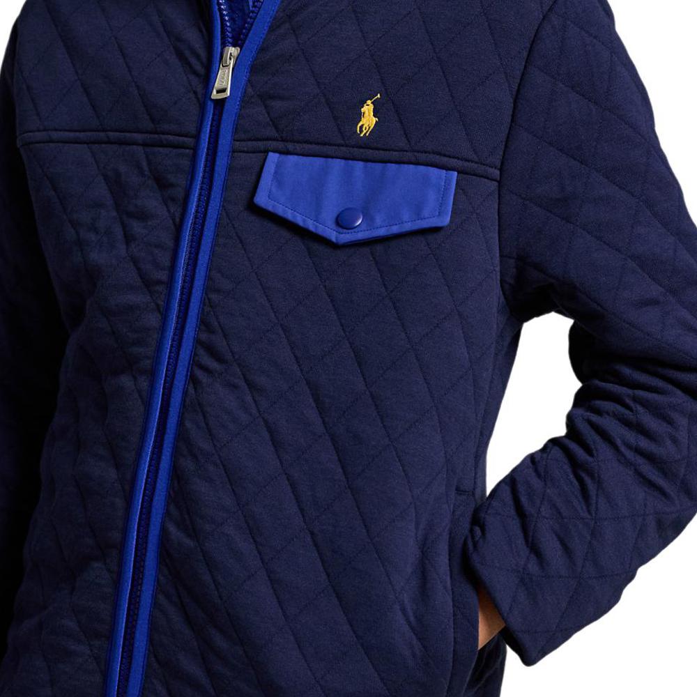 Polo Ralph Lauren Cotton Jacket FW24 Color Block Quilted Half High Neck Zipper Long Sleeve Kids Jackets Deep-Blue CWPOKNIY8021236-410
